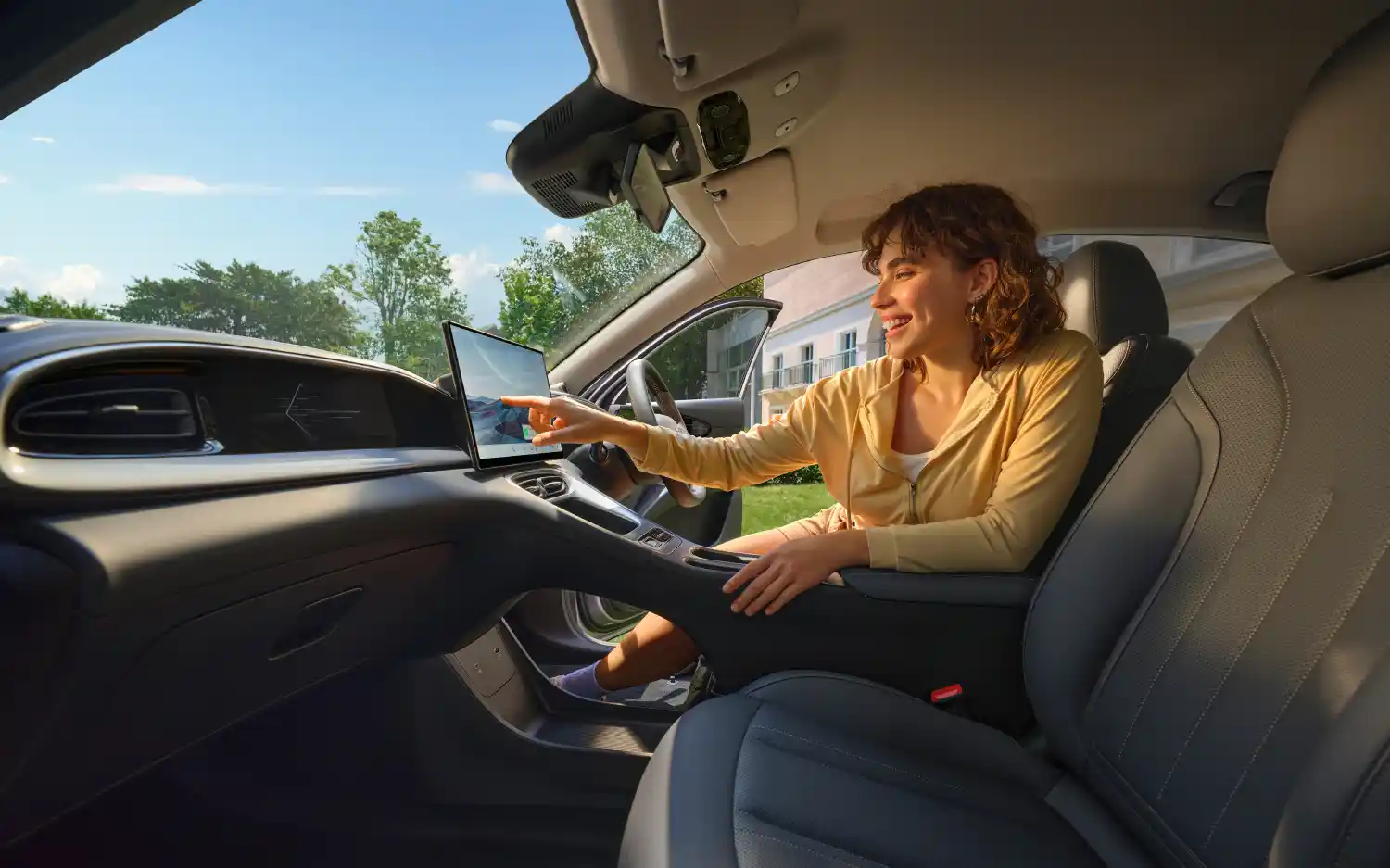 Geely EX2 interior showing the 14.6-inch infotainment display